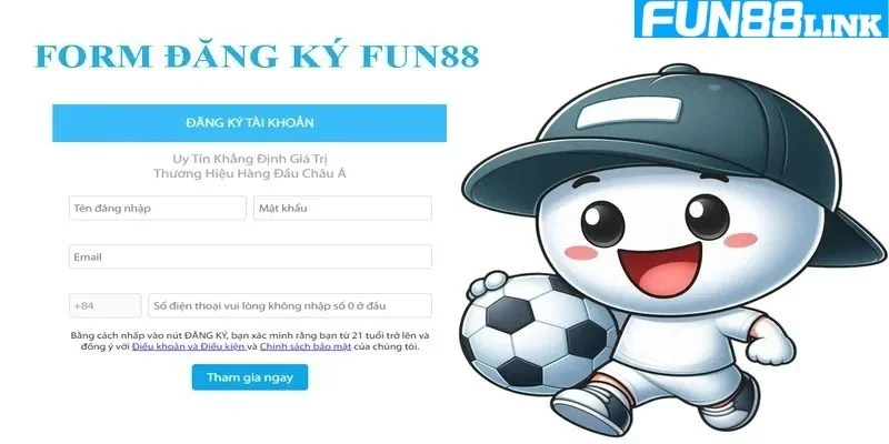 Điền đúng và đủ thông tin để sở hữu ID cược FUN88 siêu tốc.