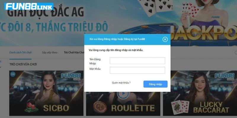 Fun88 có cơ chế đăng nhập rất dễ dàng.